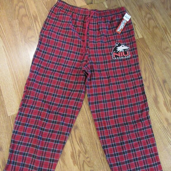 NWT NIU Northern Illinois Huskies Red/Black Plaid Pajama Lounge Pants 2XL - Picture 1 of 6